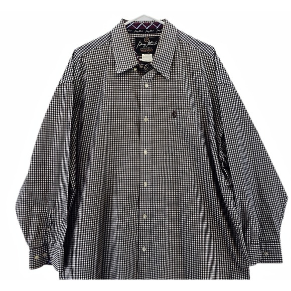 George Strait Wrangler Shirt Mens 3XL Brown Plaid Button Up Western Cowboy Rodeo - Picture 1 of 10
